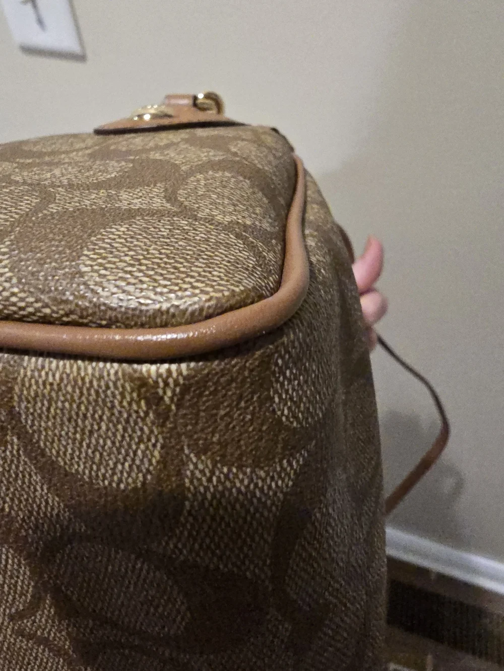 Coach Signature Canvas Satchel in Khaki and Tan